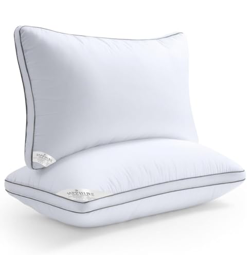 SAPPHIRE Hotel Quality Pillows 2 Pack – Soft & Supportive Side Sleeper Pillow with Quilted Cover – Hypoallergenic, Dust Mite Resistant, Ideal for Back, Side & Stomach Sleepers (48 x 74 cm)