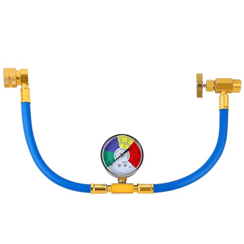 NOLITOY Charge Hose Kit, Recharger with Gauge and Can Tap Valve, 1/2 Female Thread Fits for Car Air Conditioning