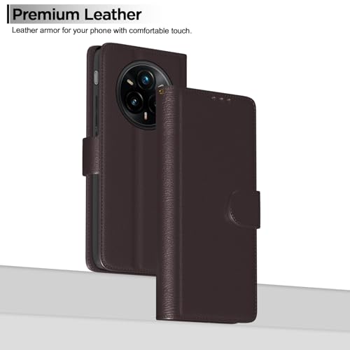 Image of Pikkme Flip Cover for Realme 14 Pro Plus 5G Leather Finish | Inside TPU with Card Pockets | Wallet Stand and Shock Proof | Complete Protection Button Flip Case(Coffee)