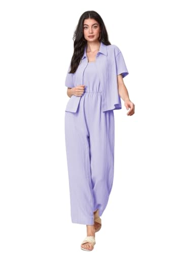 Image of TOPLOT Women's Jumpsuit Co-ord Set | Soft Breathable Feel | Comfortable Fit with Easy Movement | Stylish One-Piece Outfit Design | Perfect for Casual & Travel (5225)