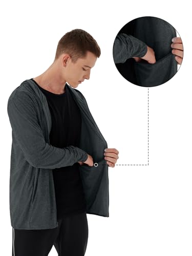 Image of Mens UPF 50+ UV Full Zip Sun Protection Hoodie Jacket With Thumb holes Cooling Lightweight Fishing Hiking Cooling Shirts men