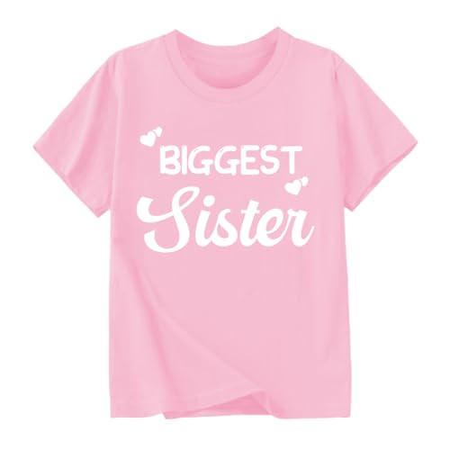 Biggest/Bigger/Big Sister Shirt for Toddler Girls Cotton Short Sleeve Tshirts Announcement Outfits 2-10 Years