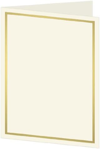 Gold Foil Invitation, Program, Single Fold 5x7, Ecru Cardstock, 65lb, 50 Pack