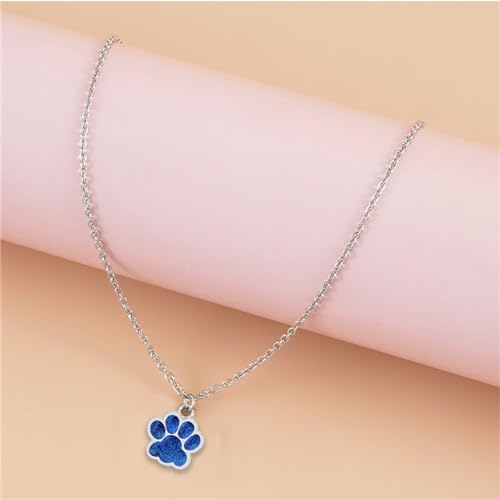 Paw Print Necklace for Women Cute Dainty Animal Pendant Necklace Glitter Personalized Colorful Pet Memorial Necklace Dog or Cat Memorial Jewelry Gifts for Cat Mom Animals Lover4