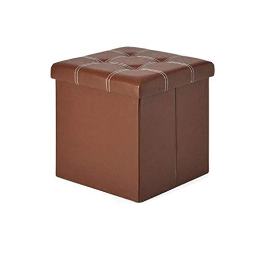 Reposapiés Plegable de Piel sintética Acolchada, Banco otomano con Espacio de Almacenamiento, Caja de Almacenamiento de Juguetes Plegable con Asiento de Espuma viscoelástica (marró