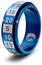 Spinner Dice Ring, Stainless Steel (R20, Blue, Steel Engraving, Ring Size 12)