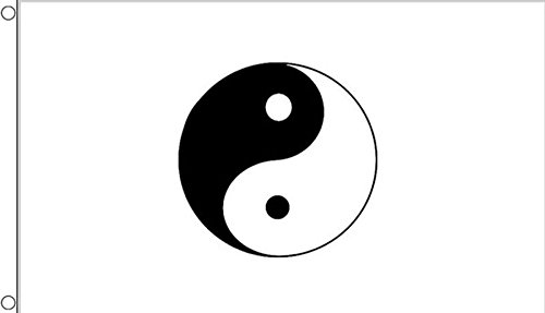 AZ FLAG, Yin And Yang White Flag, 3x5 Ft, 100D Polyester Taoism Banner with Two Metal Grommets, Fade Resistant, Vivid Colors