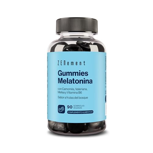 Melatonina Gominolas - con Camomila, Valeriana, Melisa - Sabor Natural a Frutos Rojos - Gummies para 3 Meses de Conciliación del Sueño y Reducción del Cansancio - Veganas y Sin Gluten