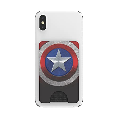 PopSockets Phone Wallet with Expanding Grip, Phone Card Holder, Wireless Charging Compatible, Marvel PopWallet - Captain America