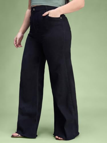 Image of Miss Chase A+ Women's Wide Leg High Rise Regular Length Stretchable Denim Jeans