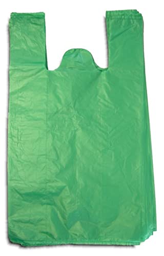 1000 Stück stabile Hemdchentragetaschen/Einkaufstüten 30+18x55 cm (B+TxH) - 14 my in grün Cover