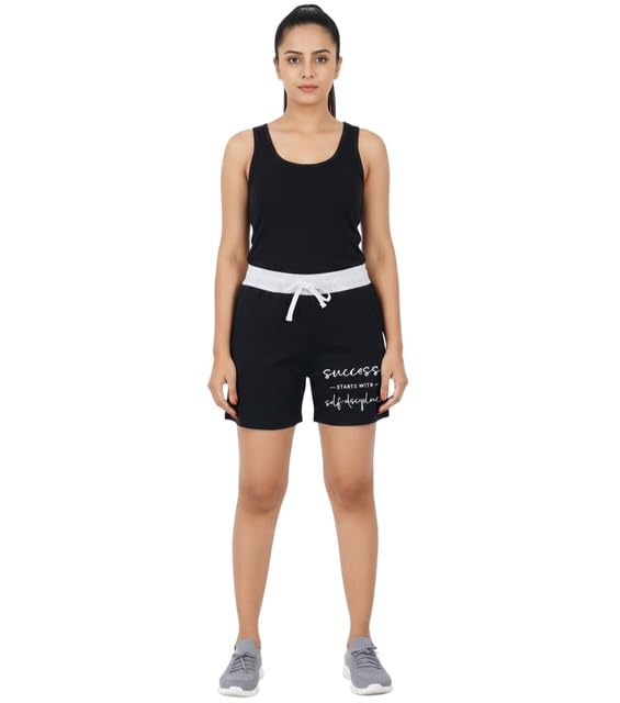 Blacktail Women Elastic with one Side Pockets Regular Fit Comfy Breathable Cotton Summer Shorts|Regular Shorts|Gym Shorts-picture-29