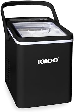 Igloo Premium Self-Cleaning Countertop Ice Maker Machine, Handled Portable Ice Maker, Produces 26 lbs. in 24 hrs. with Ice Cubes Ready in 6-8 Minutes, Comes with Ice Scoop and Basket