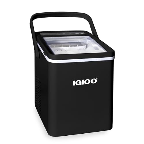 Igloo Premium Self-Cleaning Countertop Ice Maker Machine, Handled Portable Ice Maker, Produces 26 lbs. in 24 hrs. with Ice Cubes Ready in 6-8 Minutes, Comes with Ice Scoop and Basket by Igloo - Used condition - US$66.39