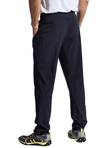 Tbmpoy Men's Quick Dry Wind Pants Hiking Running Outdoor Sports Joggers Lightweight Trousers Zipper Pockets Navy M #TOP2