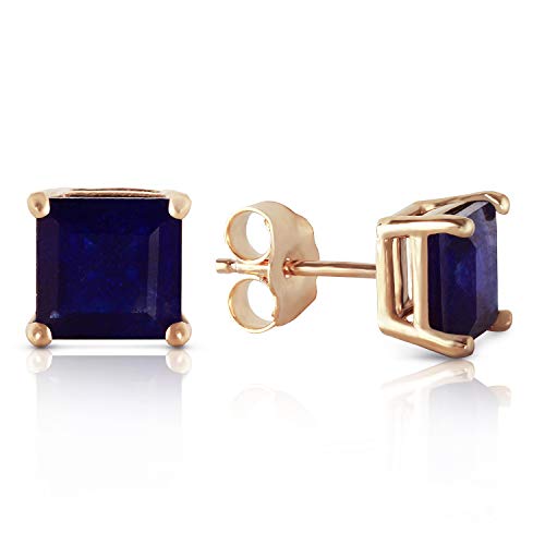 Galaxy Gold GG 2.9 Carat 14k Solid Gold My Last Love MIDNIGHT BLUE Sapphire Earrings