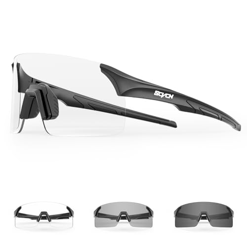 SCVCN Photochromic Cycling Glasses Frameless Sports sunglasses for Men Women - Ideal For Baseball, Bike, Golf, Running