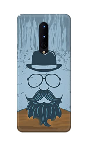 Image of PRINTFIDAA Mustache Beard and Hairstyle Hipster in Glasses Printed Designer Hard Case for OnePlus 8 (6.55 inch) Back Cover -(e) RPM1002