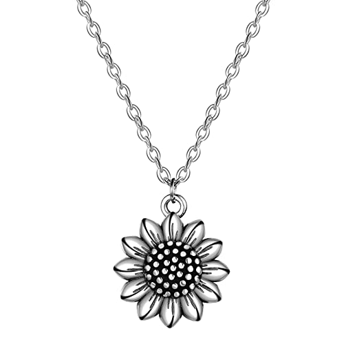 POPLYKE Sunflower Necklace for Women 925 Sterling Silver Sunflower Jewelry for Women You are My Sunshine Gifts