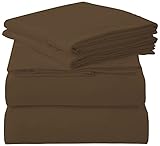 ROYALE LINENS 4 Piece Cal King Sheets Set - Soft Brushed 1800 Microfiber - 1 Fitted, 1 Flat Sheet, 2 Pillowcases - Wrinkle Free & Fade Resistant - Hotel Luxury Bed Sheets (Chocolate Brown, Cal King)