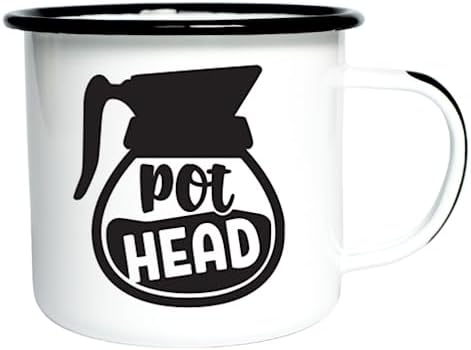 POT HEAD | Enamel "Coffee" Mug | Office or Camping Cup for Dads, ...