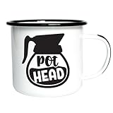 POT HEAD | Enamel "Coffee" Mug | Office or Camping Cup for Dads, Moms, Men, Women, Retirees, Friends, Veterans and Travelers