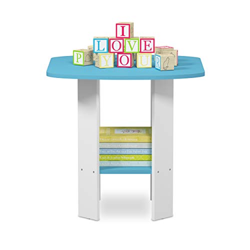 Image of FURINNO Simple Design End /SideTable, 1-Pack, Light Blue /White
