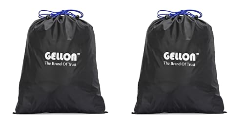 Image of Gellon 2 Pc Shoes Bag in Umbrella Cloth with Water Proof for Travel & Storage Travel Organizer for Women & Men Travel Accessories Shoes Cover Pouch Shoes Bag for Travel Essentials in Black Color