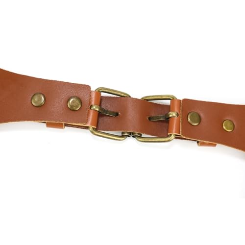 BaronHong PU Leather Renaissance Suspenders,Vintage Men's Back Support Harness,Metal Hooks for Men,Steampunk,Handmade