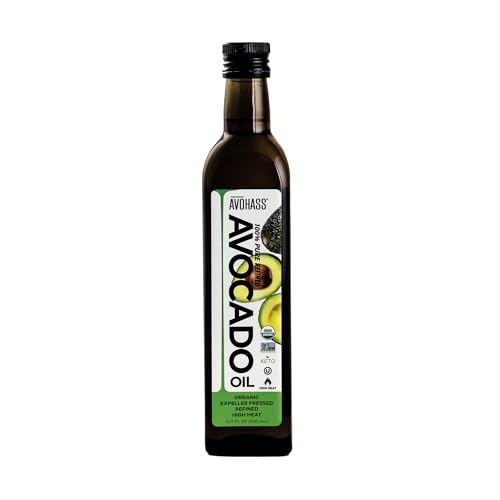 Avohass Organic Avocado Oil for Cooking – 100% Pure Refined USDA Certified Cooking Oil, 16.9 oz | Non-GMO Verified, Kosher Certified, Expeller Pressed, Seed Oil Free, Gluten Free, Neutral Flavor