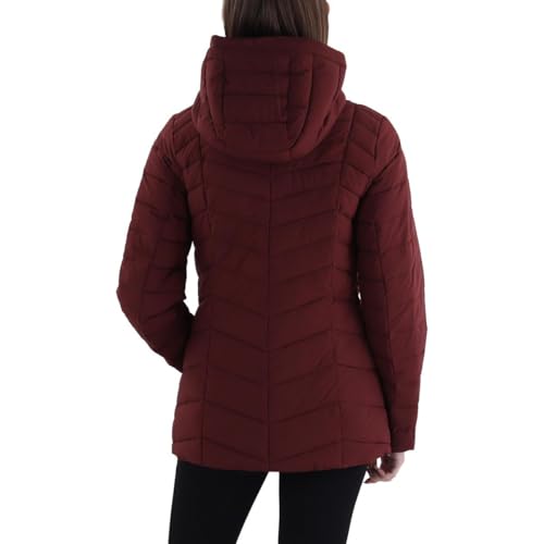 Laundry by Shelli Segal Women's Short Stretch Puffer Jacket Zipper Front Side Pockets 26" Coat2