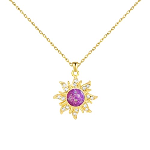 Tangled Purple Sun Necklace, Halloween Tangled Costume for Adult Women Girls as Fairy Gold Sun Pendant Necklace, Purple Accessories Halloween Jewelry Gifts Outfits Skirt Dress