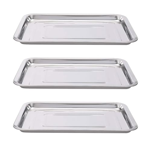 Plateaux en acier inoxydable pour tatouage 34x25 cm, lot de 3 supports inox pour matériel de tattoo