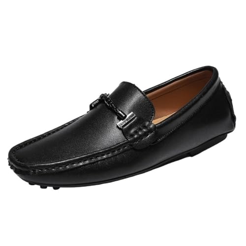 Mens Loafers Driving Shoes Slip On Comfortable Lightweight PU Leather Round Toe Flat Heel Flexible Walking Shoes for Men Party