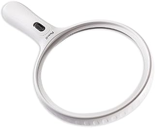 FC Optics XL Large Magnifying Glass with Bright LED Lights, 2X 3.5X - 138mm Handheld Reading Magnifier for Seniors