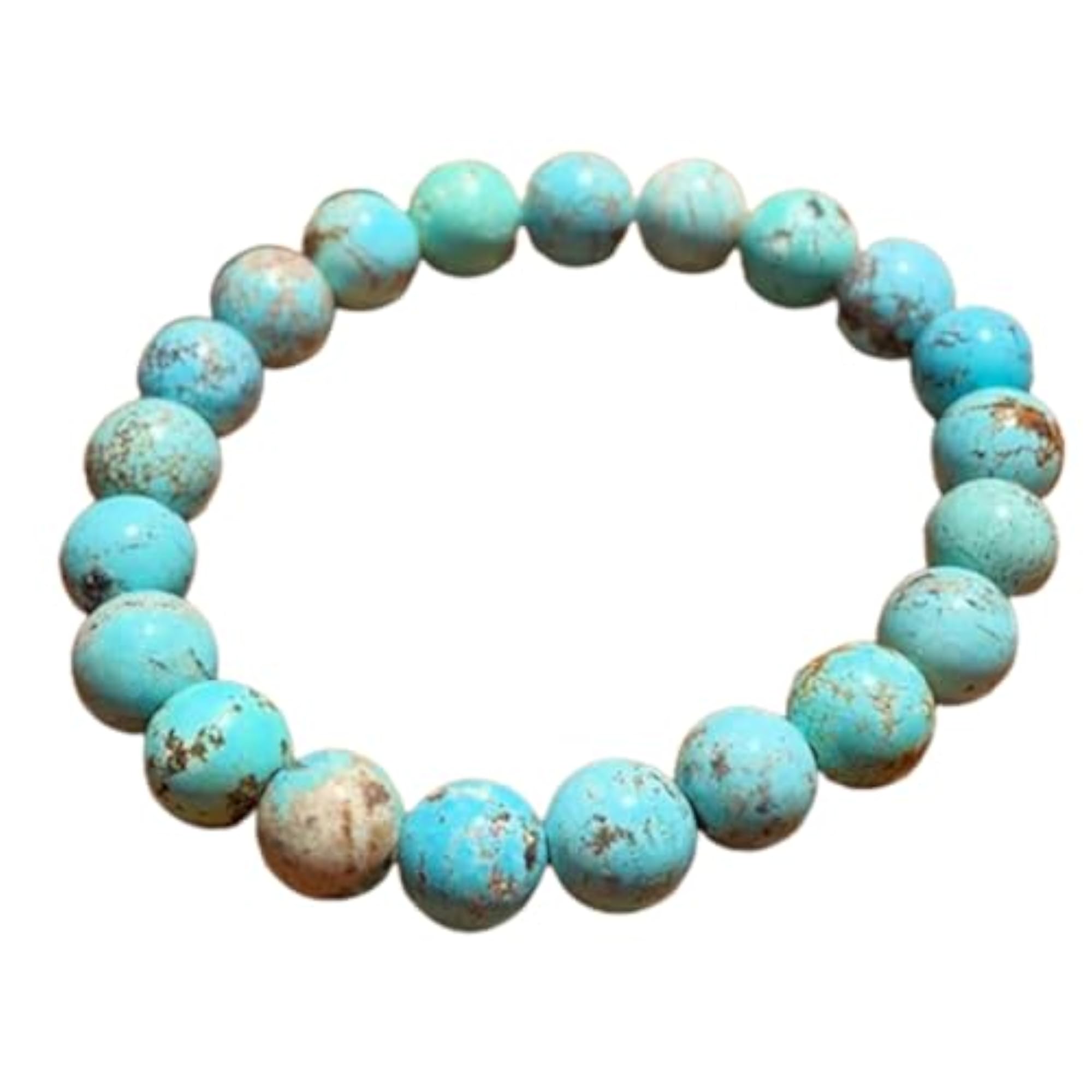 Unisex Natural Turquoise 8mm Round Beads Stretchable Bracelet