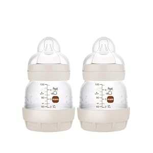 MAM Easy Start Anti-Colic Baby Bottles, Extra Slow Flow, Breastfeeding-Like Silicone Nipple Bottle, Reduces Colic, Gas, & Reflux, Easy-to-Clean, BPA-Free, Vented Baby Bottles for Newborns, 0-3 Months