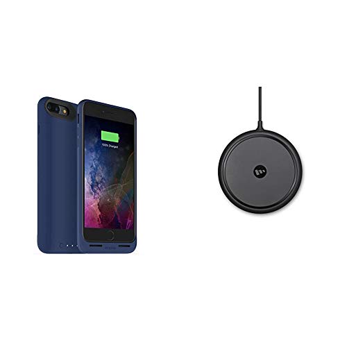 ZAGG mophie 3788_JPA-IP7P-BLU Juice Pack Wireless - Charge Force Wireless Power - Wireless Charging Protective Battery Pack Case - Blue & mophie 4116_WRLS-CHGPAD-AC-BLK-NA - Wireless Charge Pad, Black