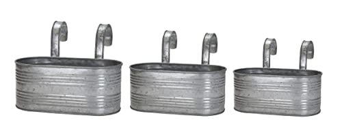 DARO DEKO Balkonkasten mit Henkel verzinkt - 3er Set - Balkonhänger Balkontopf