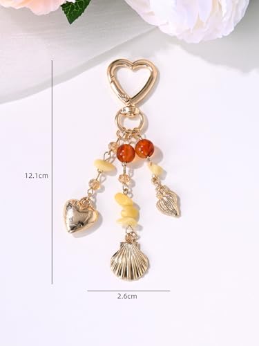 Image of Gold Keychain Sun Starfish Bag Charms for Purse Handbag Backpack Tote Bags Decor Accessories