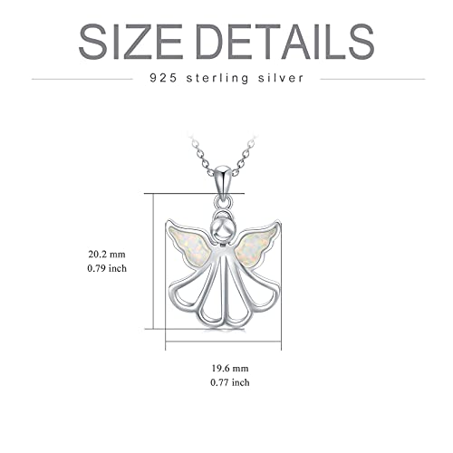 Meiderbo Guardian Angel Necklace 925 Sterling Silver Opal Angel Wing Pendant Necklace Angel Jewelry Gifts For Girls Women #TOP5