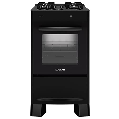 SUGGAR FOGÃO NEO MAX PRETO MESA DE VIDRO 4 BOCAS ACENDIMENTO AUTOMÁTICO FGV403PT