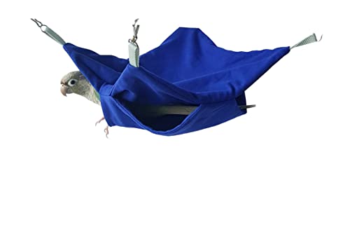 Image of Blue Color Bird Nest House Hammock Hanging, Finch Cage Plush Fluffy Birds Hut Hideaway for Hamster Parrot Macaw Budgies Eclectus Parakeet Cockatiels Cockatoo Lovebird Green Cheek Conures