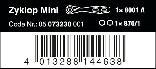 Wera 8001 A Bit-Ratsche 1/4 Zoll SB mit 1/4 Zoll-Antrieb, 2-teilig, 05073230001