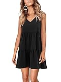 Amoretu Women's Tunic Dresses V Neck Sleeveless Shift Swing Summer Dress Black XL