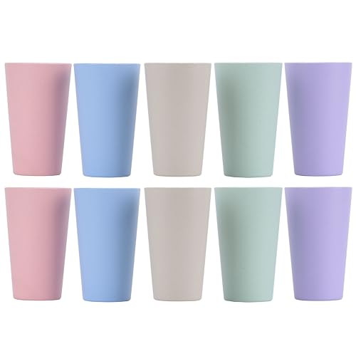 LuckyZone Wheat Straw Unbreakable Cup | 20 oz Reusable Water Drinking Glasses Sets of 10 | Lightweight Tumbler for Kitchen Outdoor | Dishwasher Safe, BPA Free and Eco friendly (20 oz, 10Pcs)