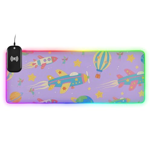 Tapis de souris violet de 89,9 x 40,9 cm avec surface lisse et bords cousus pour grand bureau