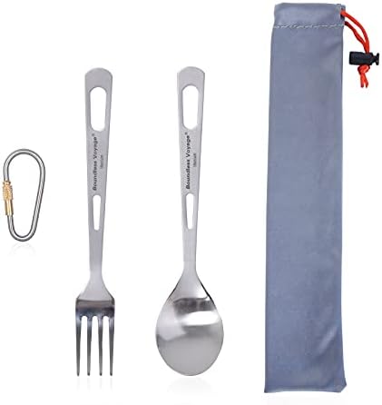 iBasingo Titanium Tableware Set Camping Fork Spork Knife Indoor Outdoor Ultralight Cutlery Proable Travel Picnic Hiking Backpacking Kitchen Dinnerware Daily Utensils Ti1050T