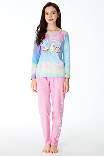 Beezizac Pajamas for Girls 100% Cotton Tie dye Unicorn Mermaid Sleepover PJ Set Size 4T-18