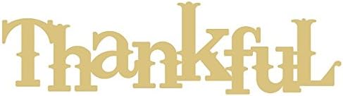 Word Thankful Cutout Unfinished Wood Thanksgiving Decor Inspirational Thankful MDF Shaped Canvas Style 1 (24")